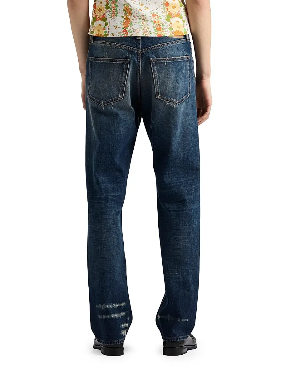 Prada Men's Regular Washed Denim Jeans - Blue | Thumbnail 3 Prada Men's Regular Washed Denim Jeans - Blue | Thumbnail 3