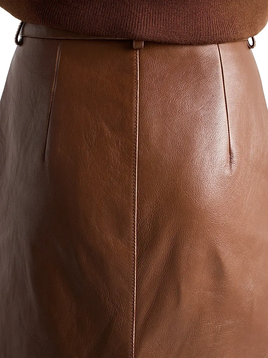 Prada Women's Nappa Leather Pencil Skirt - Brown | Thumbnail 5