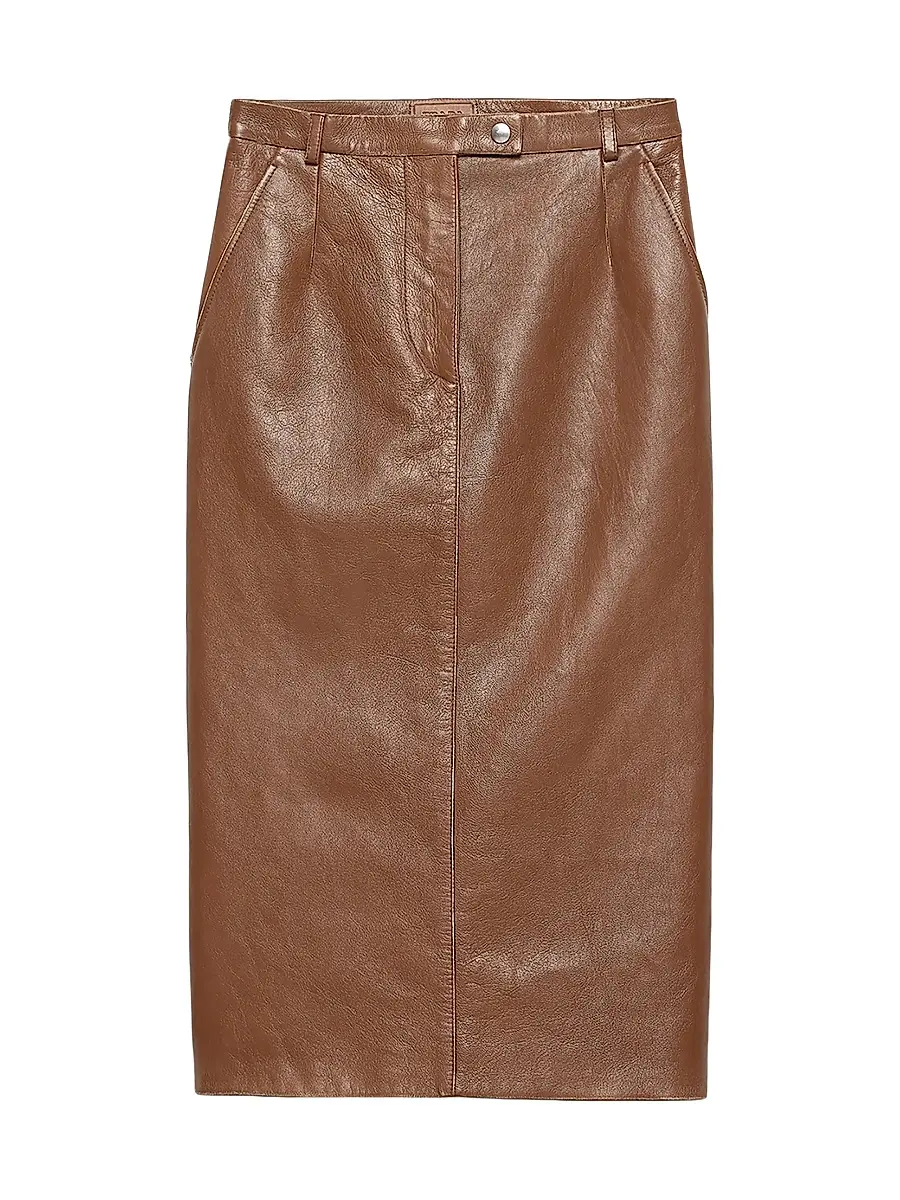 Women's Nappa Leather Pencil Skirt - Brown Women's Nappa Leather Pencil Skirt - Brown