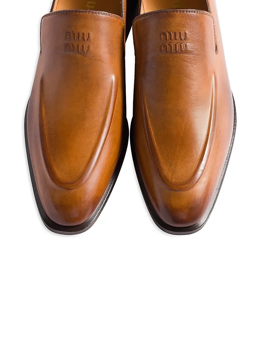 Miu Miu Women's Leather Loafers - Brown | Thumbnail 4