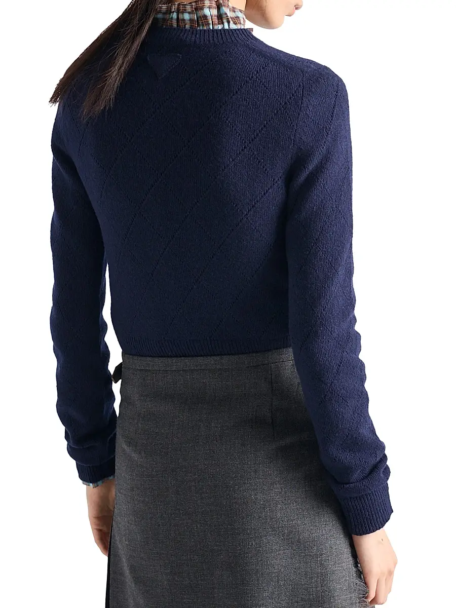 Prada Women's Cashmere Crew-Neck Sweater - Blue | Thumbnail 3 Prada Women's Cashmere Crew-Neck Sweater - Blue | Thumbnail 3