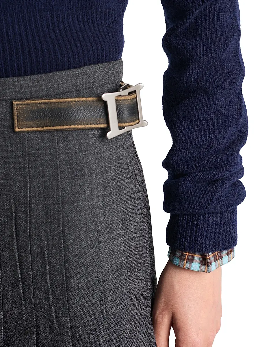 Prada Women's Cashmere Crew-Neck Sweater - Blue | Thumbnail 4 Prada Women's Cashmere Crew-Neck Sweater - Blue | Thumbnail 4