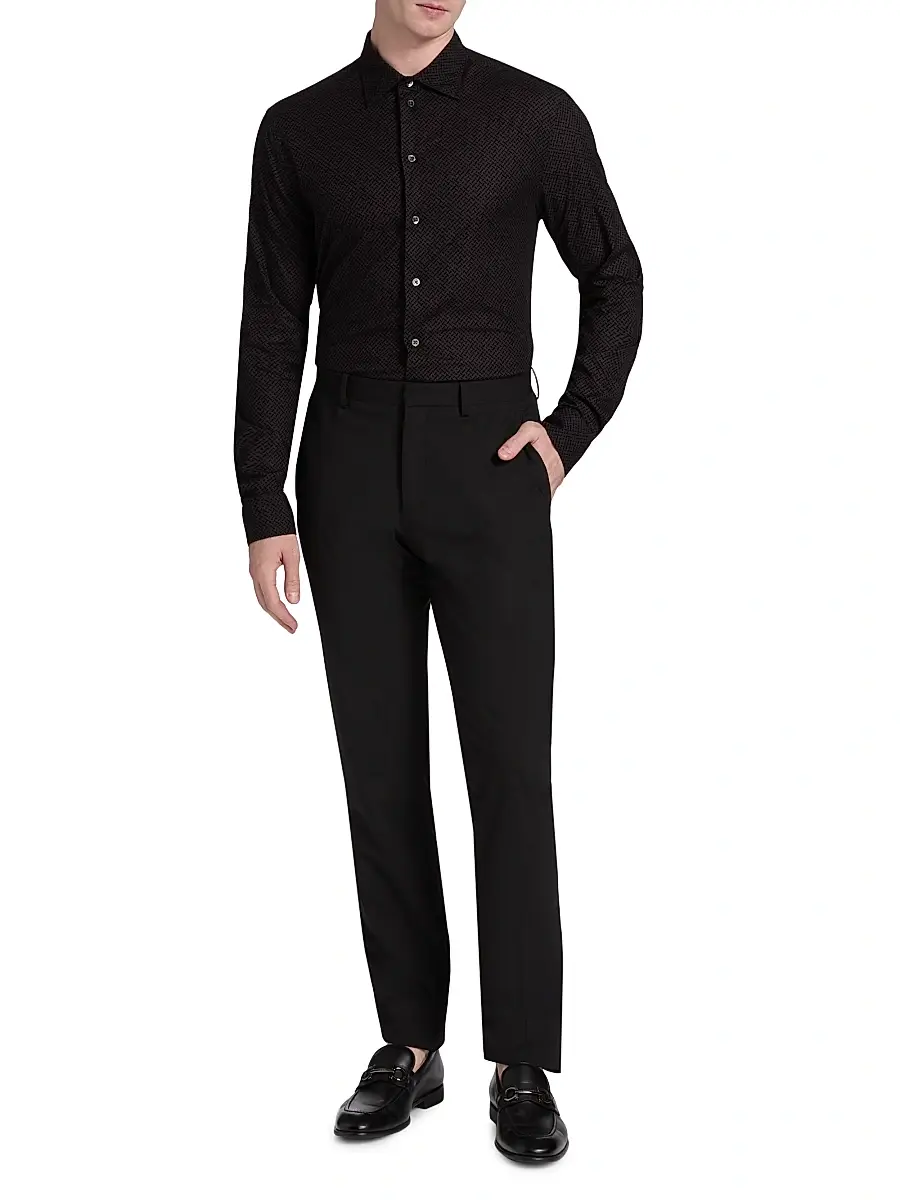 Emporio Armani Men's Flocked Velvet Sport Shirt | Thumbnail 2 Emporio Armani Men's Flocked Velvet Sport Shirt | Thumbnail 2