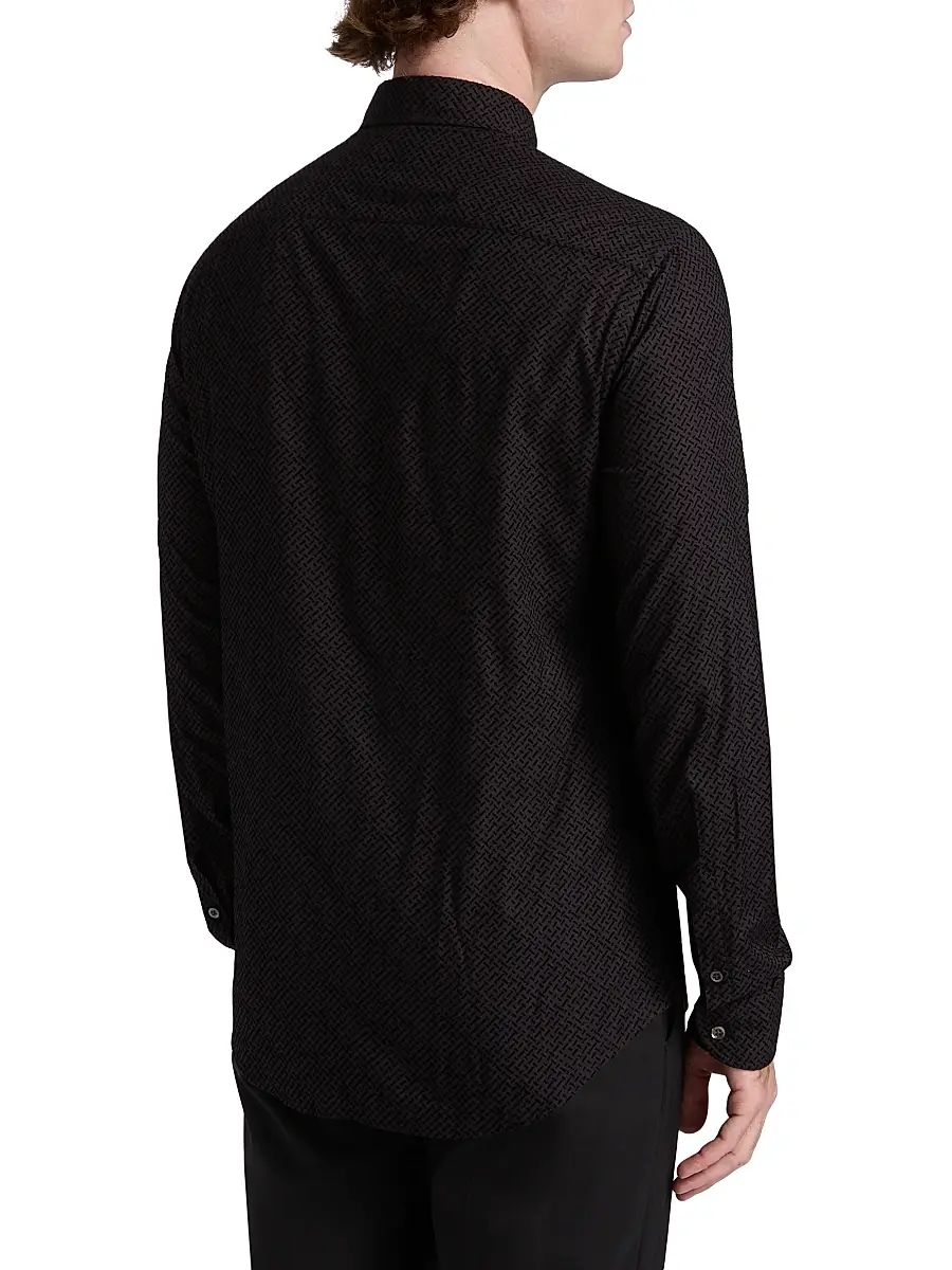 Emporio Armani Men's Flocked Velvet Sport Shirt | Thumbnail 5 Emporio Armani Men's Flocked Velvet Sport Shirt | Thumbnail 5