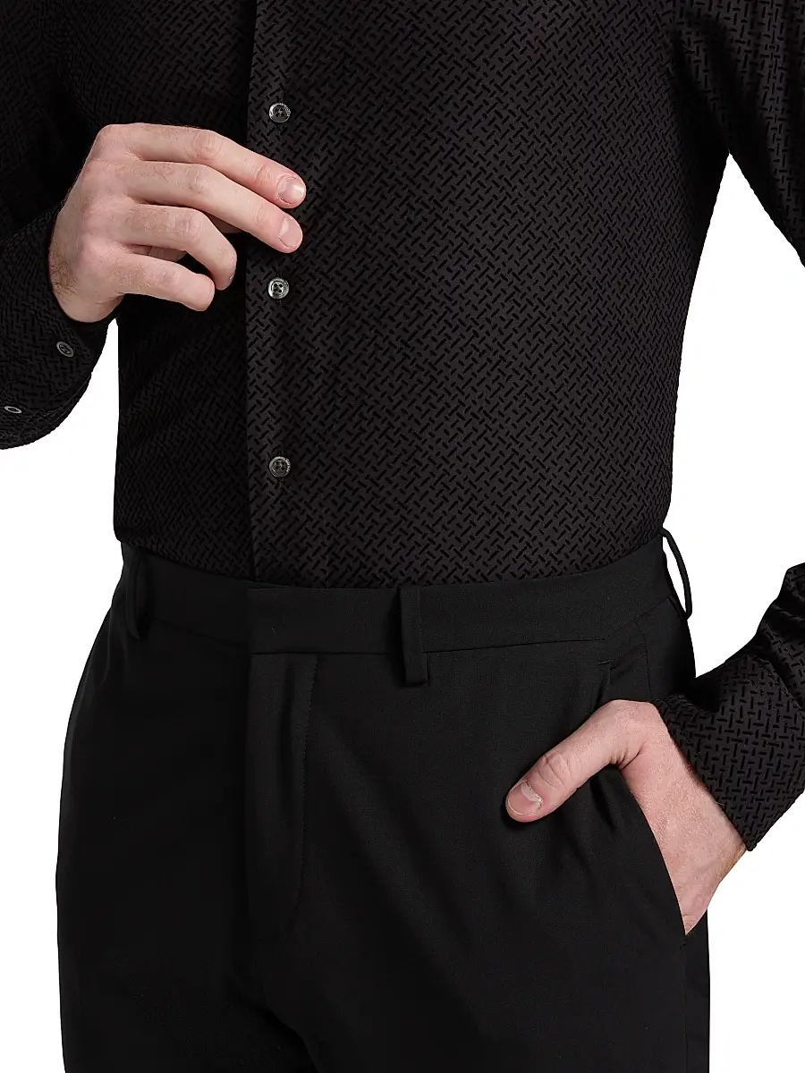Emporio Armani Men's Flocked Velvet Sport Shirt | Thumbnail 6 Emporio Armani Men's Flocked Velvet Sport Shirt | Thumbnail 6