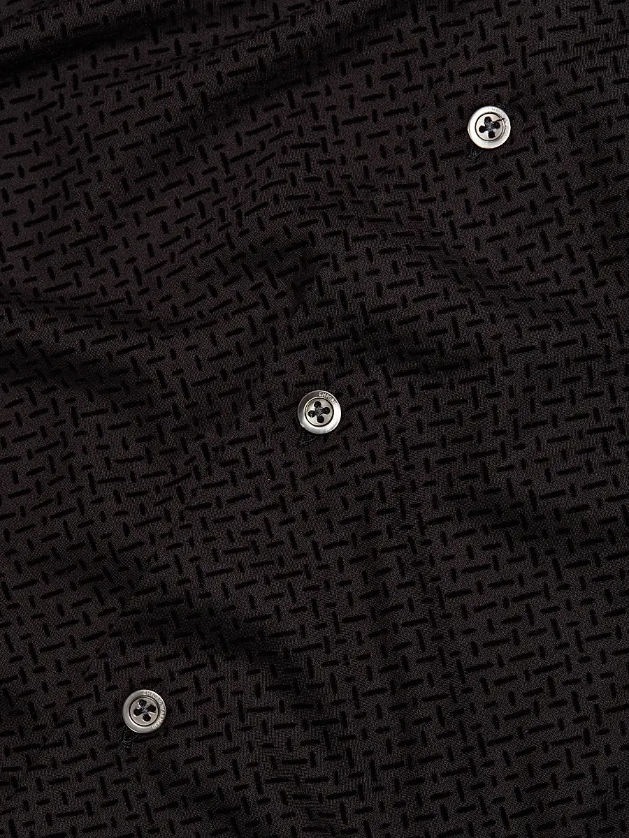 Emporio Armani Men's Flocked Velvet Sport Shirt | Thumbnail 7 Emporio Armani Men's Flocked Velvet Sport Shirt | Thumbnail 7