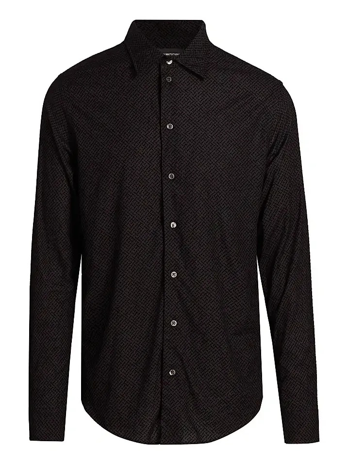 Emporio Armani Men's Flocked Velvet Sport Shirt