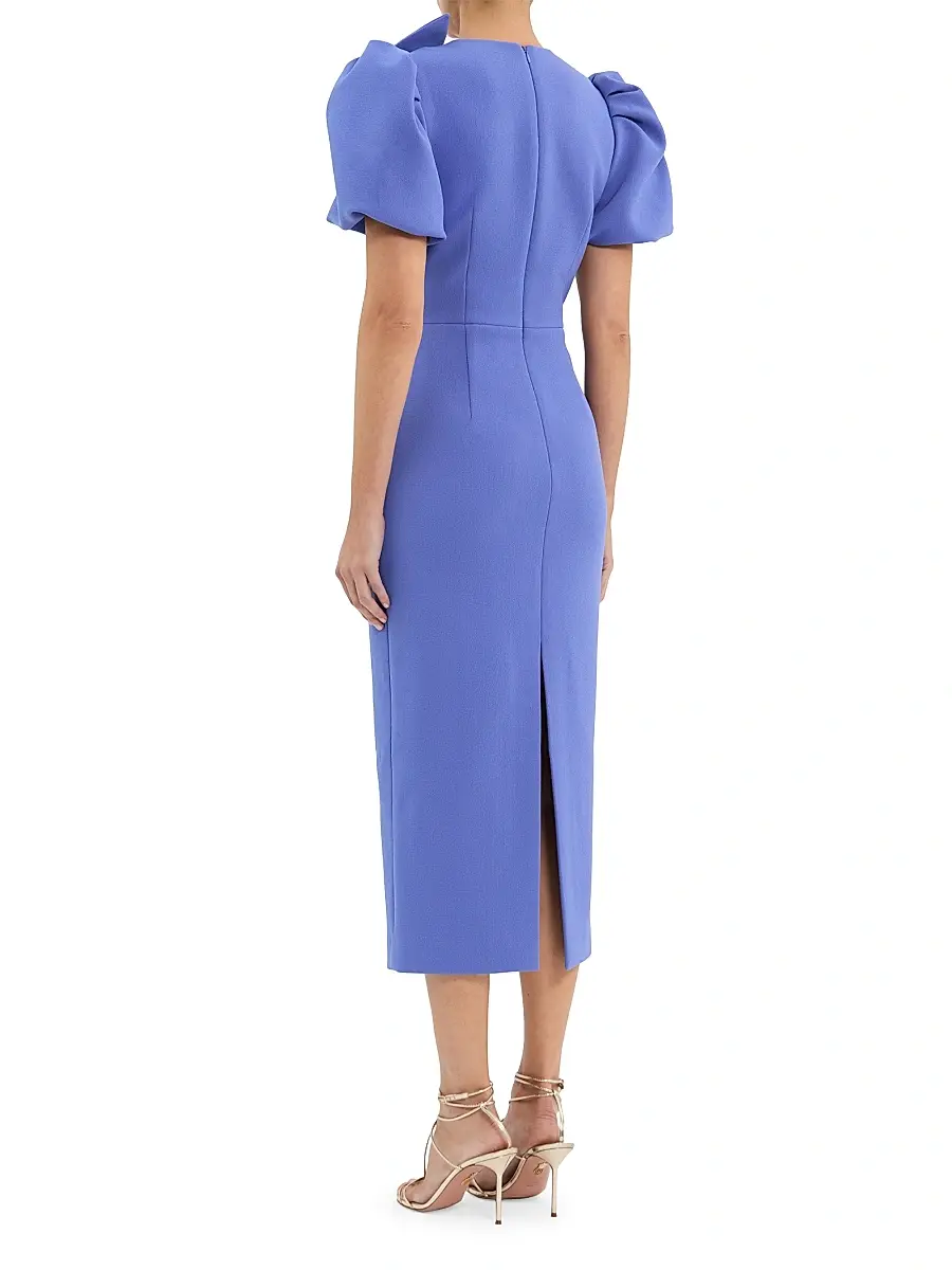 Rebecca Vallance Women's Violetta Bow Midi-Dress - Periwinkle Blue | Thumbnail 4