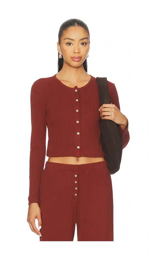 LESET Pointelle Crop Cardigan | Thumbnail 2