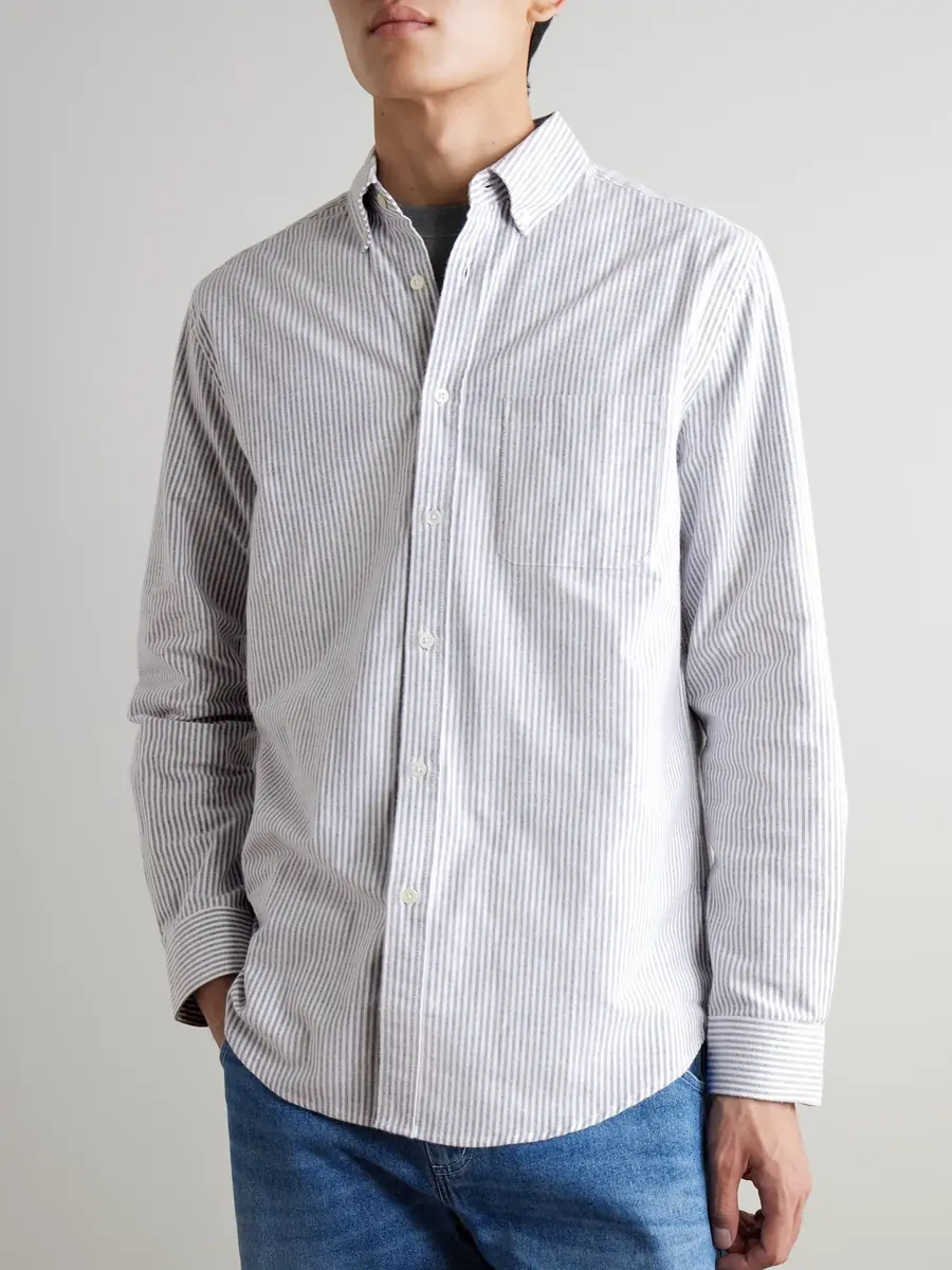 Portuguese Flannel Button-Down Collar Striped Brushed-Cotton Oxford Shirt - Men | Thumbnail 3 Portuguese Flannel Button-Down Collar Striped Brushed-Cotton Oxford Shirt - Men | Thumbnail 3
