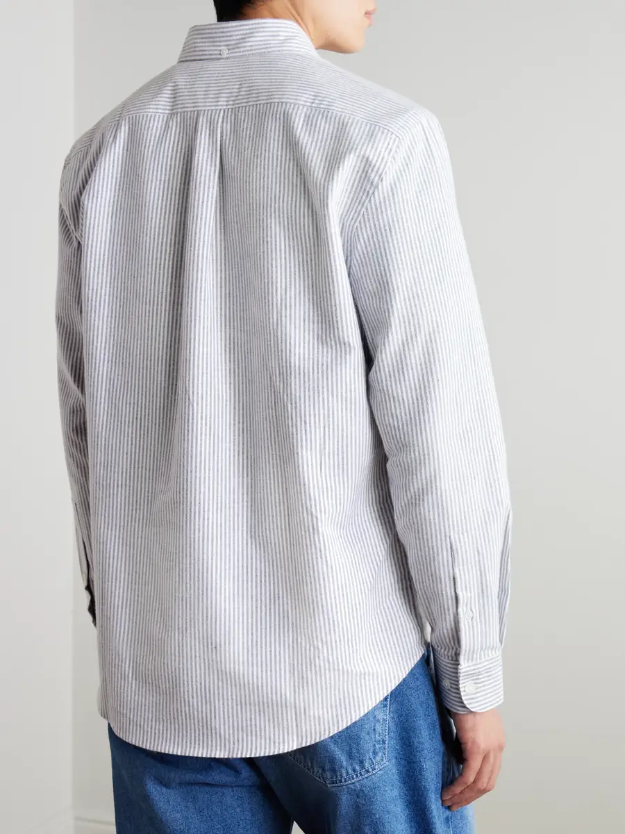 Portuguese Flannel Button-Down Collar Striped Brushed-Cotton Oxford Shirt - Men | Thumbnail 4 Portuguese Flannel Button-Down Collar Striped Brushed-Cotton Oxford Shirt - Men | Thumbnail 4