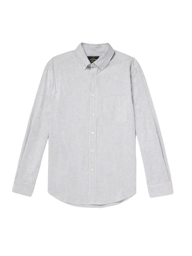 Portuguese Flannel Button-Down Collar Striped Brushed-Cotton Oxford Shirt - Men | Image 1 Portuguese Flannel Button-Down Collar Striped Brushed-Cotton Oxford Shirt - Men | Image 1