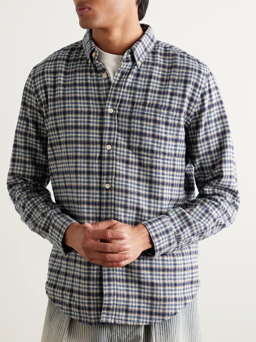 Portuguese Flannel Vouga Button-Down Collar Checked Organic Cotton-Flannel Shirt - Men | Thumbnail 3 Portuguese Flannel Vouga Button-Down Collar Checked Organic Cotton-Flannel Shirt - Men | Thumbnail 3