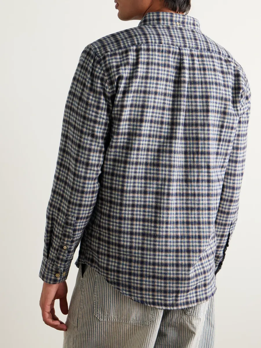Portuguese Flannel Vouga Button-Down Collar Checked Organic Cotton-Flannel Shirt - Men | Thumbnail 4 Portuguese Flannel Vouga Button-Down Collar Checked Organic Cotton-Flannel Shirt - Men | Thumbnail 4