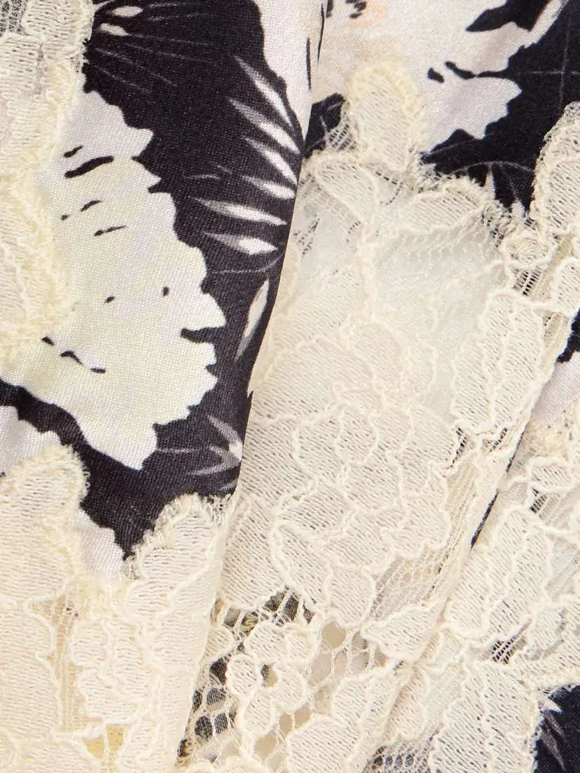 DÔEN Elowette Lace-trimmed Floral-print Silk-satin Skirt | Thumbnail 4 DÔEN Elowette Lace-trimmed Floral-print Silk-satin Skirt | Thumbnail 4