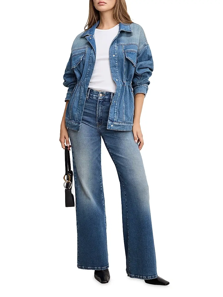 GOOD AMERICAN Women's Barrel-Sleeve Denim Jacket | Thumbnail 2 GOOD AMERICAN Women's Barrel-Sleeve Denim Jacket | Thumbnail 2
