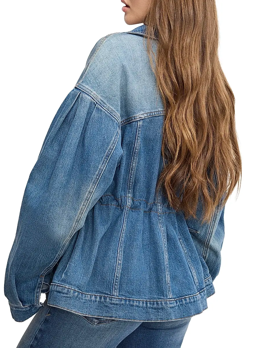 GOOD AMERICAN Women's Barrel-Sleeve Denim Jacket | Thumbnail 5 GOOD AMERICAN Women's Barrel-Sleeve Denim Jacket | Thumbnail 5