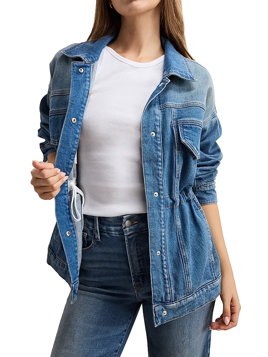 GOOD AMERICAN Women's Barrel-Sleeve Denim Jacket | Thumbnail 6 GOOD AMERICAN Women's Barrel-Sleeve Denim Jacket | Thumbnail 6