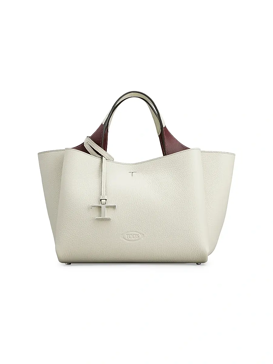 Tod's Women's Mini Mancini Leather Tote Bag - Bianco Bordeaux | Image 1 Tod's Women's Mini Mancini Leather Tote Bag - Bianco Bordeaux | Image 1