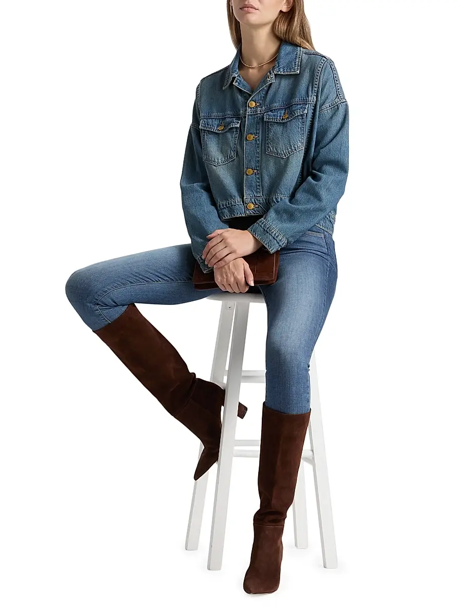 L'Agence Women's Vianney Hi-Lo Cropped Denim Jacket | Thumbnail 2 L'Agence Women's Vianney Hi-Lo Cropped Denim Jacket | Thumbnail 2