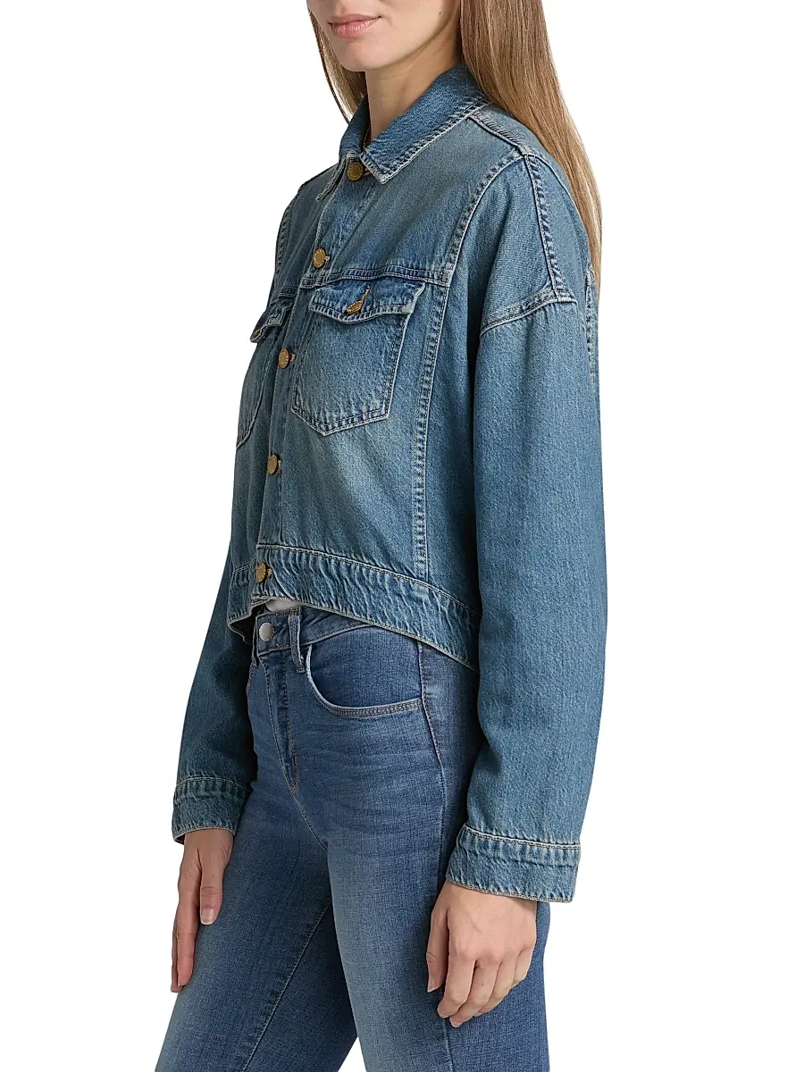 L'Agence Women's Vianney Hi-Lo Cropped Denim Jacket | Thumbnail 4 L'Agence Women's Vianney Hi-Lo Cropped Denim Jacket | Thumbnail 4