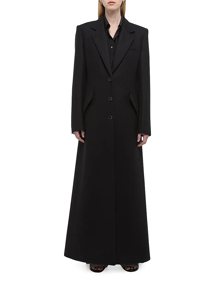 Helmut Lang Women's Relaxed Fit Wool Blend Coat - Black | Thumbnail 3 Helmut Lang Women's Relaxed Fit Wool Blend Coat - Black | Thumbnail 3