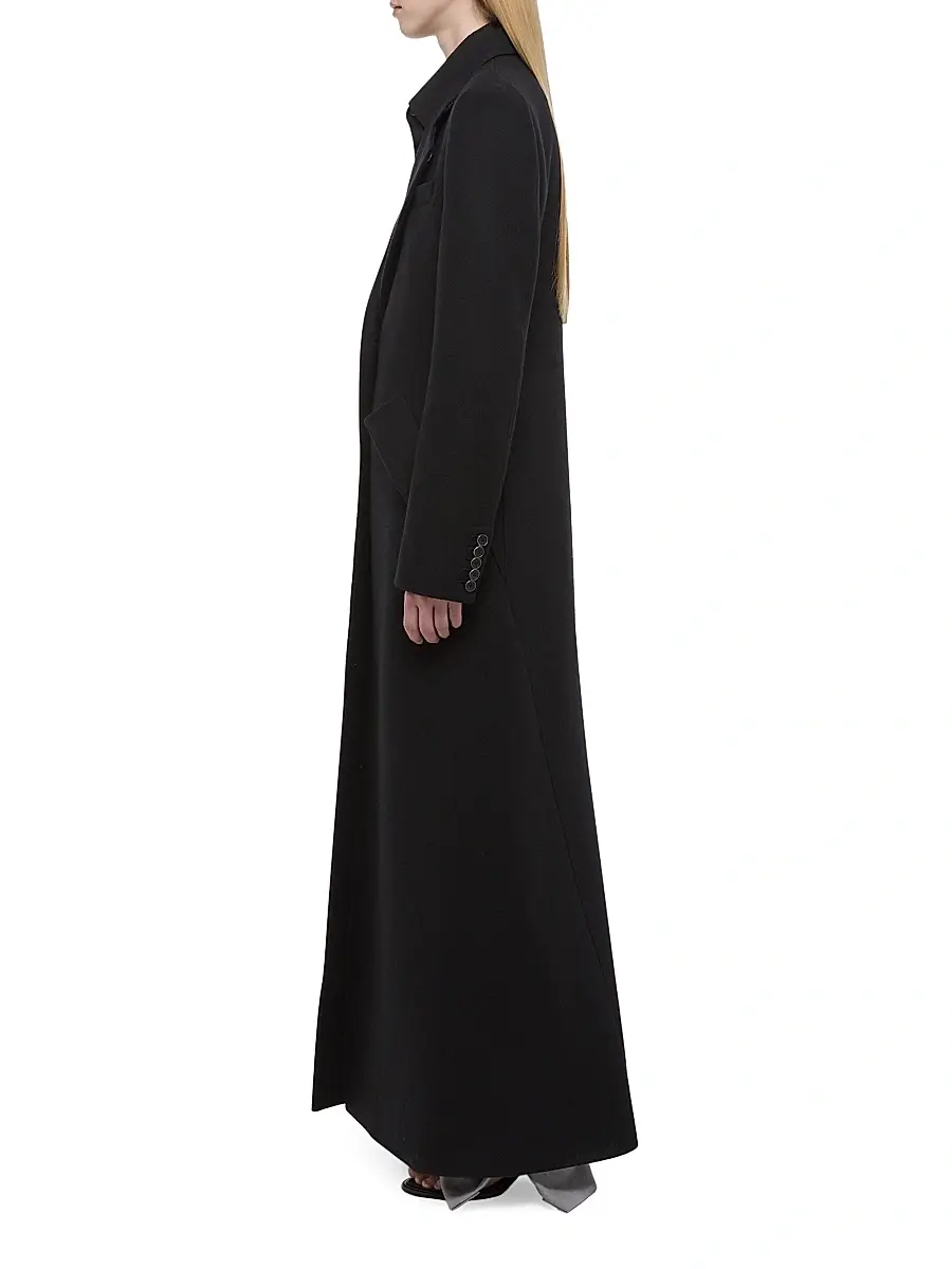 Helmut Lang Women's Relaxed Fit Wool Blend Coat - Black | Thumbnail 4 Helmut Lang Women's Relaxed Fit Wool Blend Coat - Black | Thumbnail 4