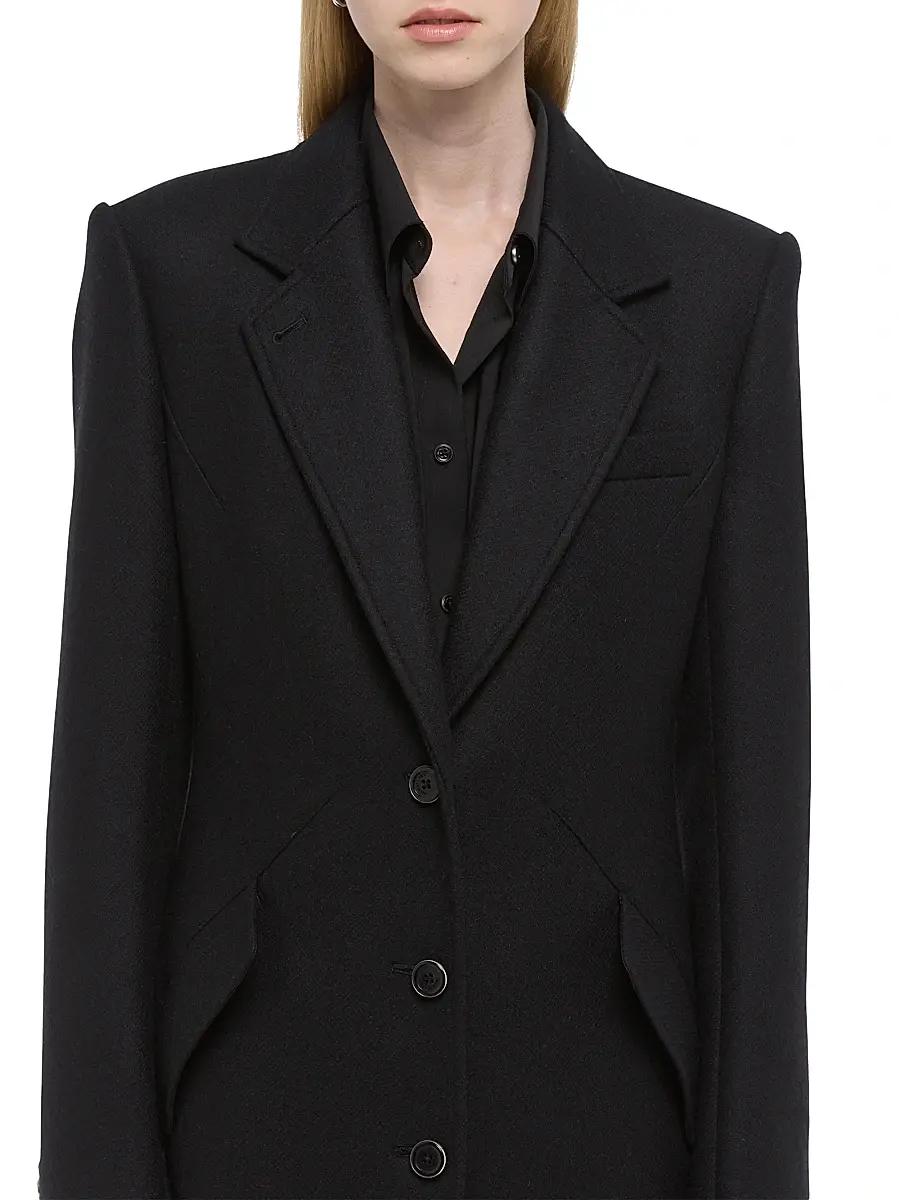 Helmut Lang Women's Relaxed Fit Wool Blend Coat - Black | Thumbnail 6 Helmut Lang Women's Relaxed Fit Wool Blend Coat - Black | Thumbnail 6