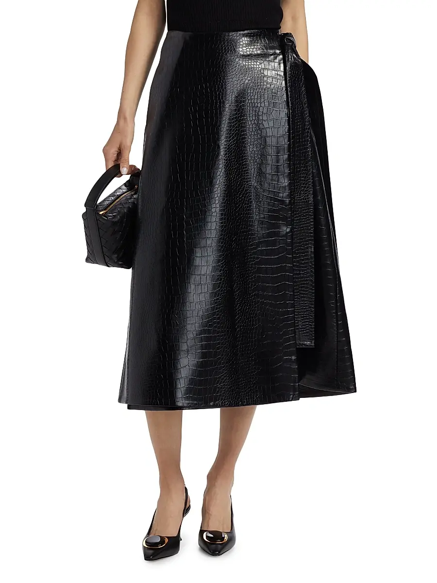 Toccin Women's Beatrice Faux Leather Wrap Skirt | Thumbnail 3 Toccin Women's Beatrice Faux Leather Wrap Skirt | Thumbnail 3
