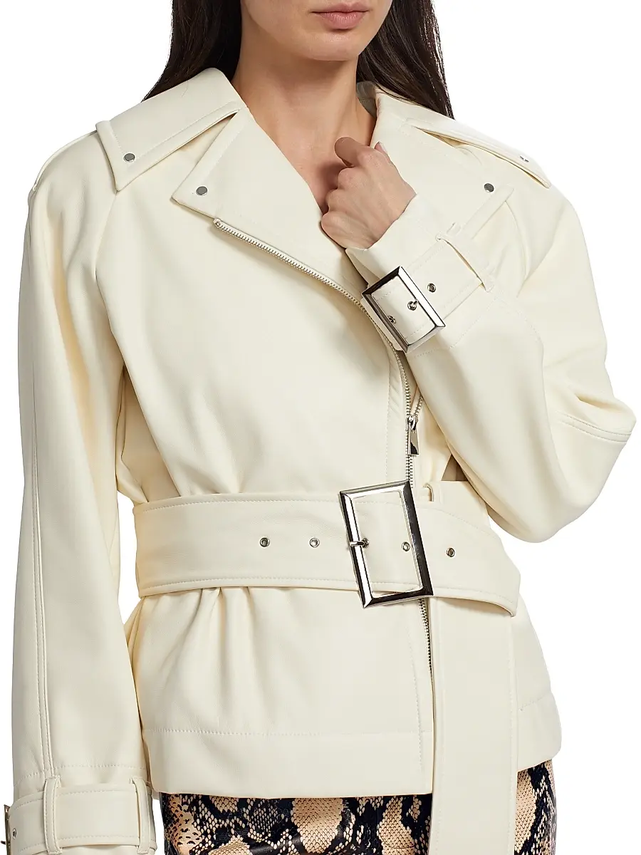 Toccin Women's Faux Leather Belted Biker Jacket | Thumbnail 6 Toccin Women's Faux Leather Belted Biker Jacket | Thumbnail 6