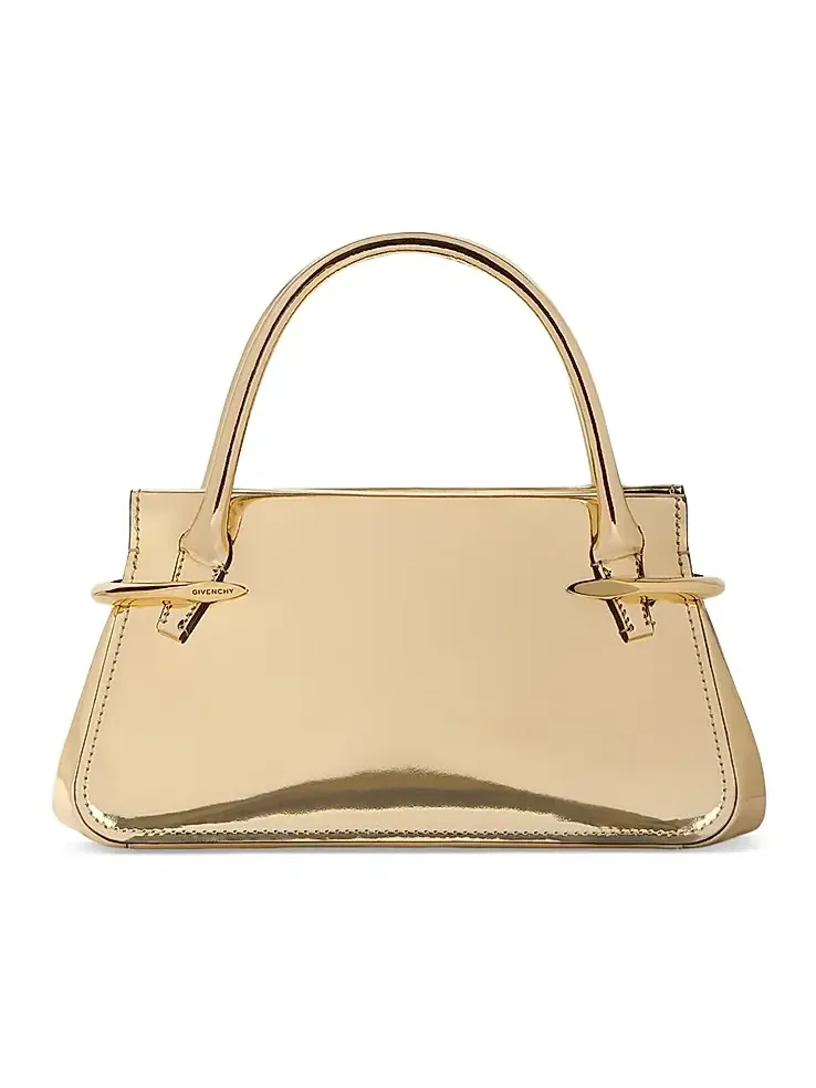 Women's Mini Pinch Top Handle Bag in Mirror Effect Leather