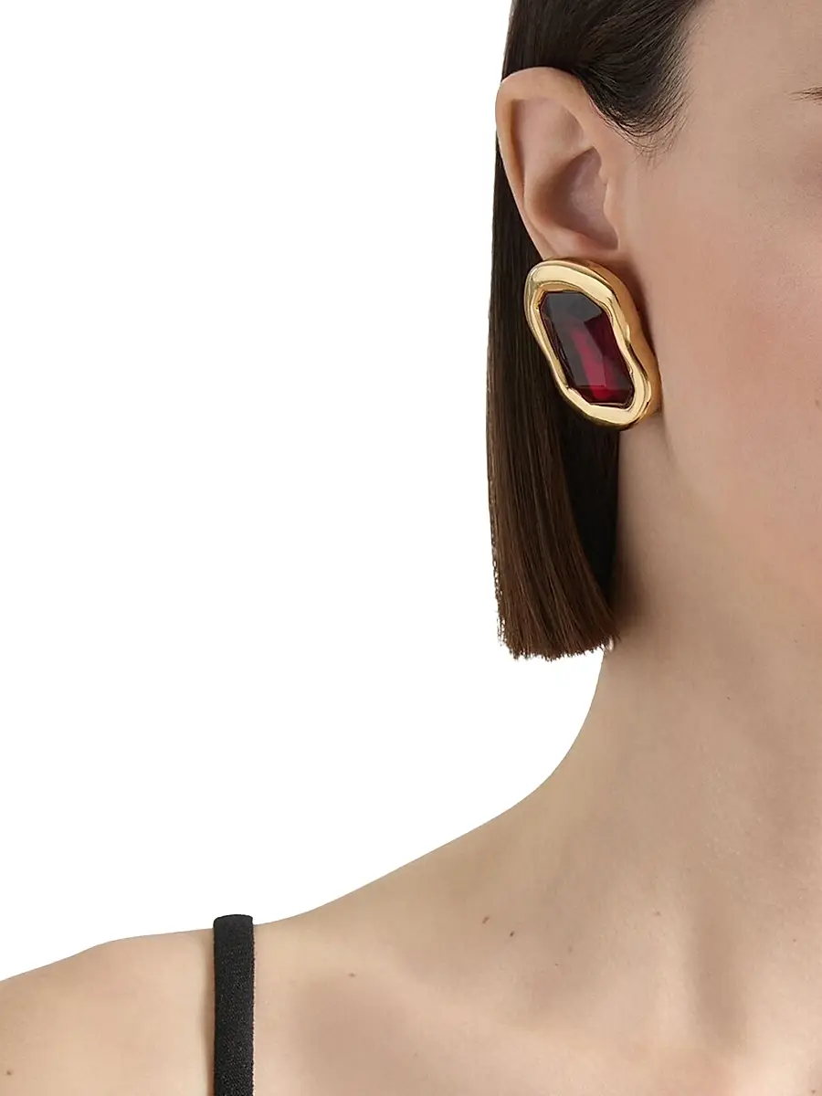 Givenchy Women's Sculptural Crystal Earrings in Metal - Gold Red | Thumbnail 2 Givenchy Women's Sculptural Crystal Earrings in Metal - Gold Red | Thumbnail 2
