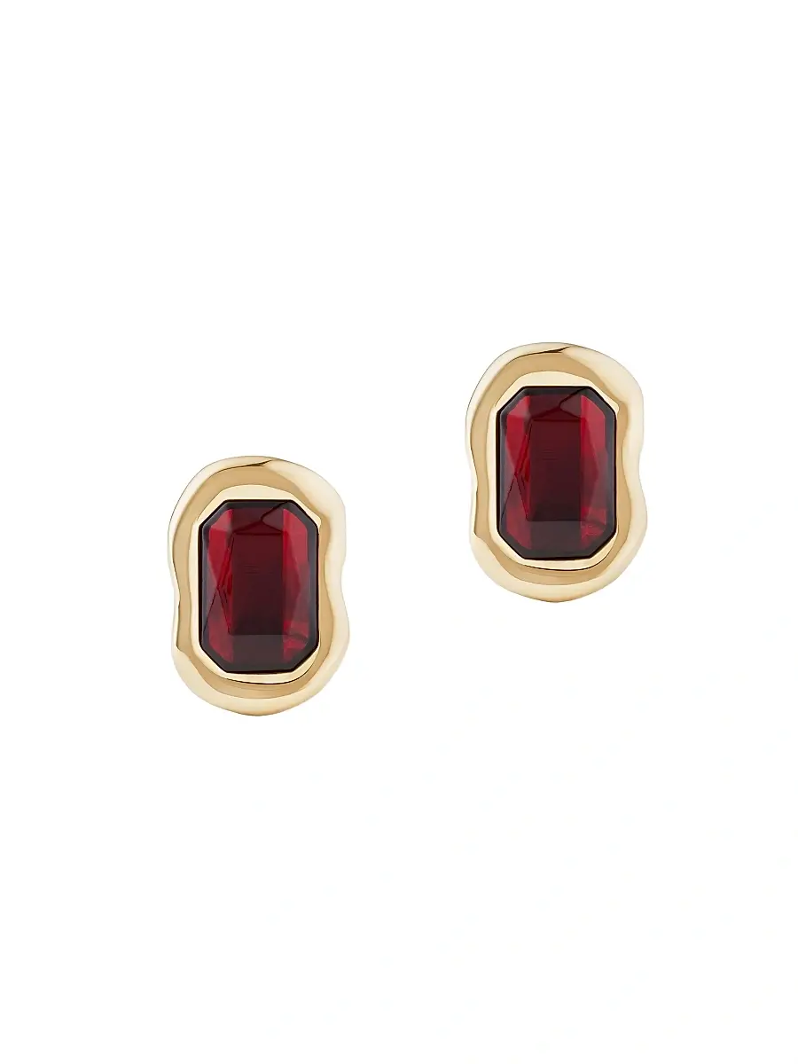 Women's Sculptural Crystal Earrings in Metal - Gold Red Women's Sculptural Crystal Earrings in Metal - Gold Red