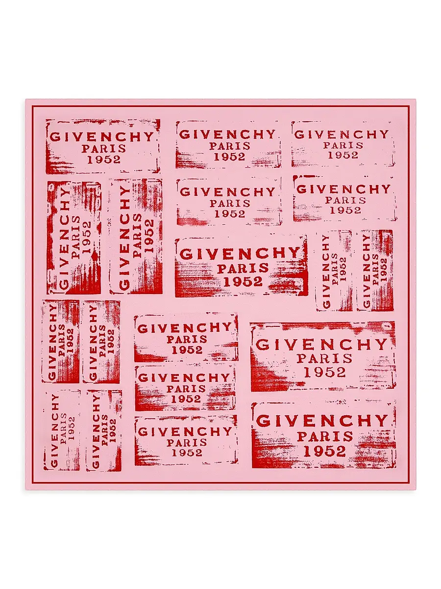 Givenchy Women's Stamp Square Scarf in Silk - Pink Red | Image 1 Givenchy Women's Stamp Square Scarf in Silk - Pink Red | Image 1