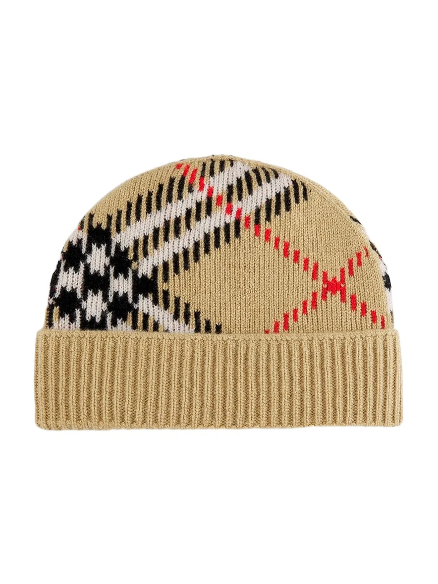 Women's Check Cashmere Knit Beanie