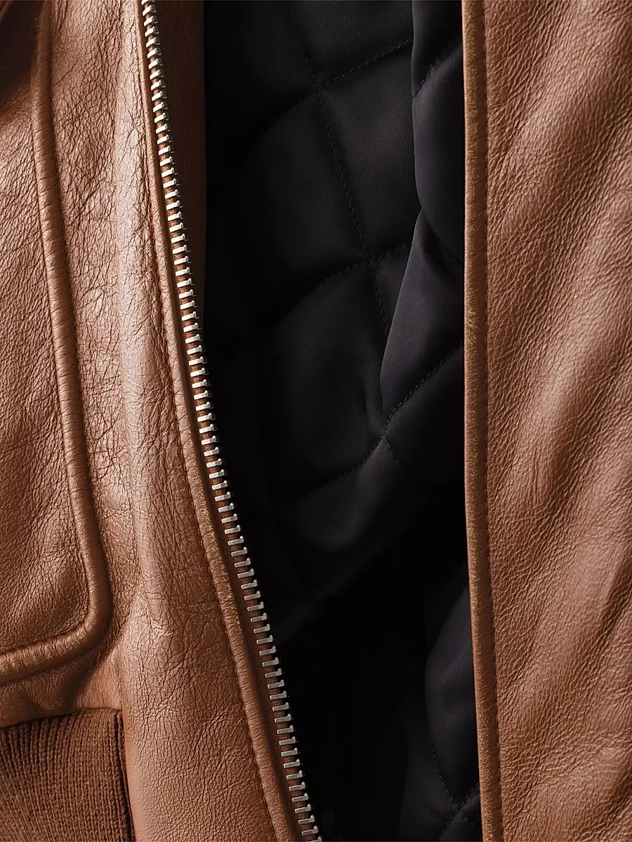 Prada Women's Nappa Leather Bomber Jacket - Brown | Thumbnail 6 Prada Women's Nappa Leather Bomber Jacket - Brown | Thumbnail 6