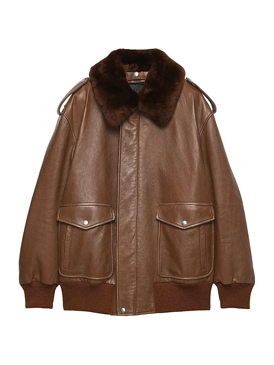 Prada Women's Nappa Leather Bomber Jacket - Brown | Image 1 Prada Women's Nappa Leather Bomber Jacket - Brown | Image 1