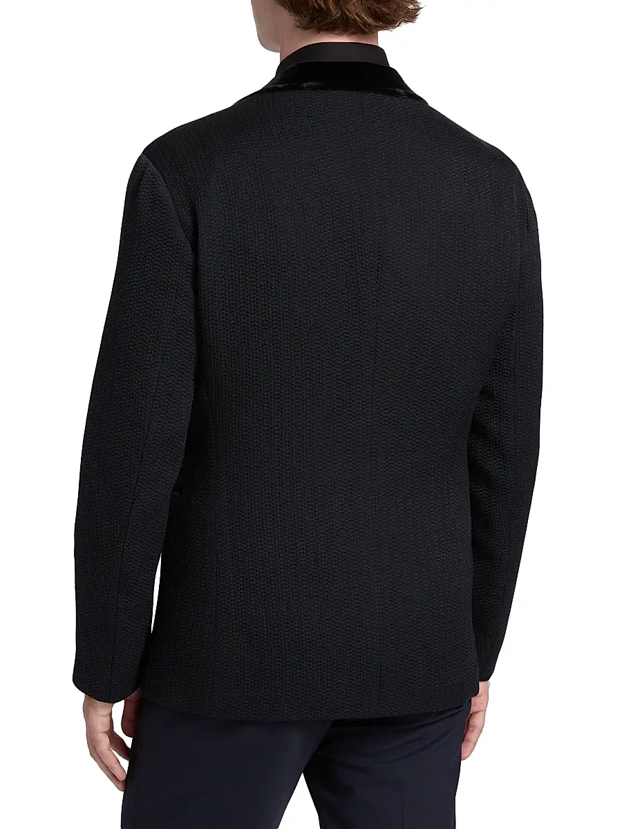 Giorgio Armani Men's Houndstooth Velvet Blazer - Night Sky | Thumbnail 5 Giorgio Armani Men's Houndstooth Velvet Blazer - Night Sky | Thumbnail 5