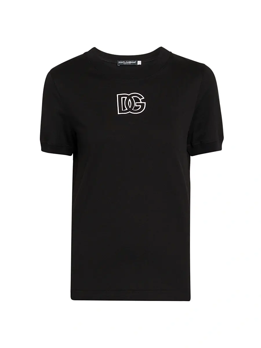 Dolce & Gabbana Women's Cut-Out Logo Cotton T-Shirt - Black | Image 1 Dolce & Gabbana Women's Cut-Out Logo Cotton T-Shirt - Black | Image 1