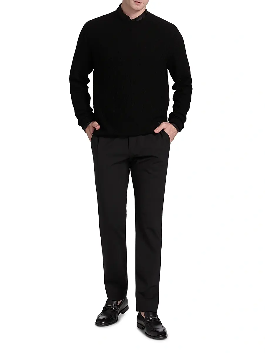 Emporio Armani Men's Tonal Basket Weave Virgin Wool Sweater | Thumbnail 2