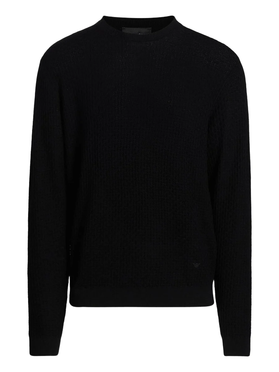Men's Tonal Basket Weave Virgin Wool Sweater Men's Tonal Basket Weave Virgin Wool Sweater