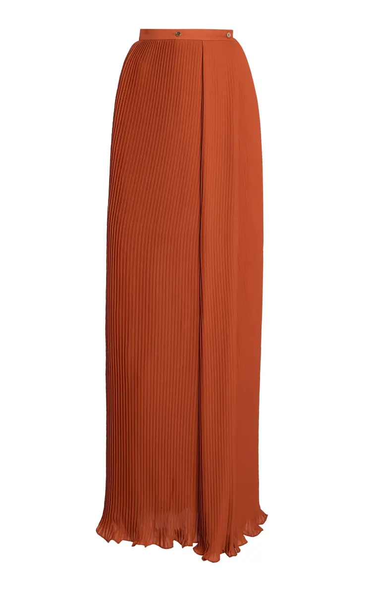 Elie Saab Plissé Chiffon Maxi Skirt
