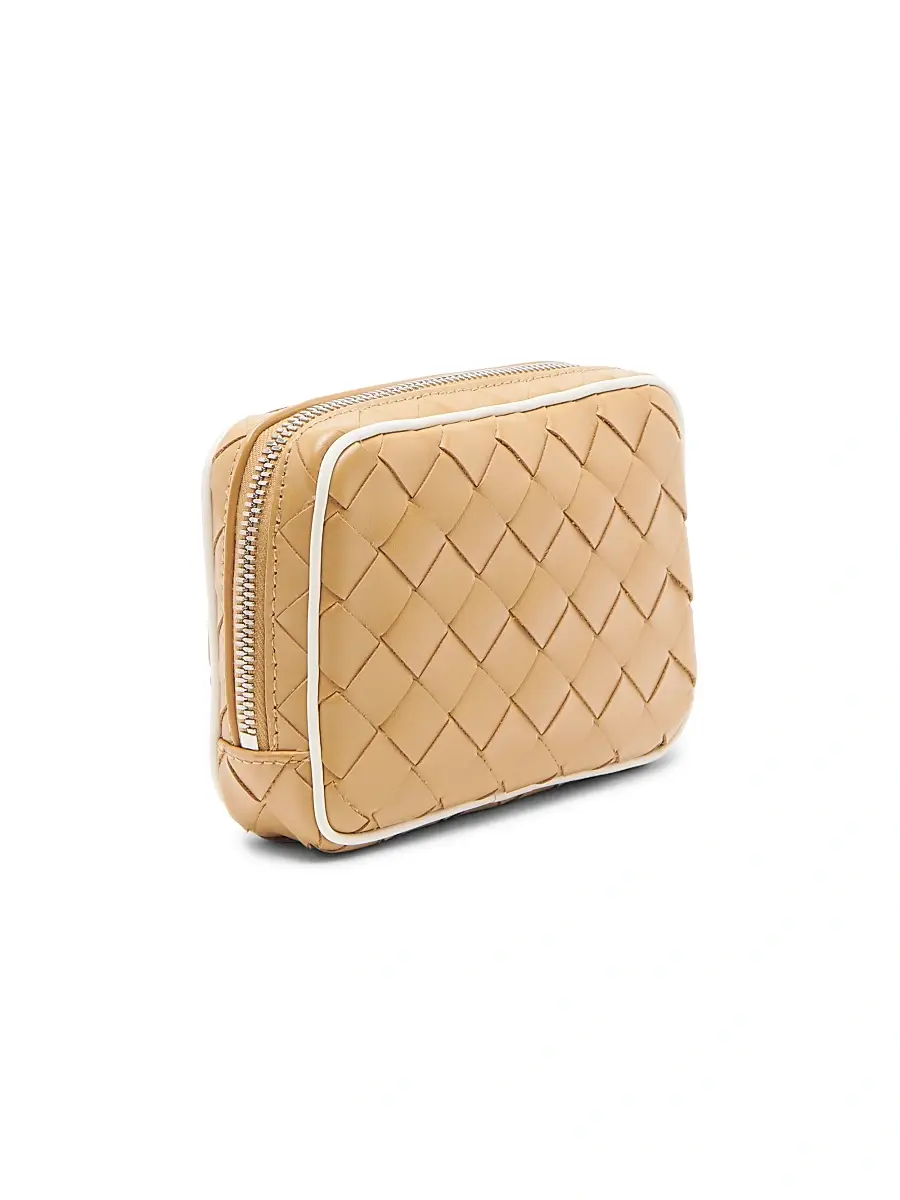 Bottega Veneta Men's Getaway Teen Intrecciato Zip Pouch - Dark Praline White | Thumbnail 4 Bottega Veneta Men's Getaway Teen Intrecciato Zip Pouch - Dark Praline White | Thumbnail 4