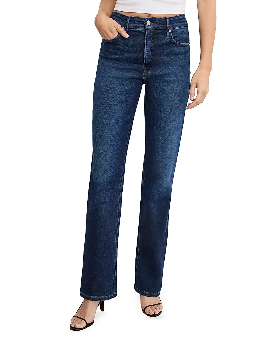 GOOD AMERICAN Women's Soft Tech Good True Straight Jeans | Thumbnail 3 GOOD AMERICAN Women's Soft Tech Good True Straight Jeans | Thumbnail 3