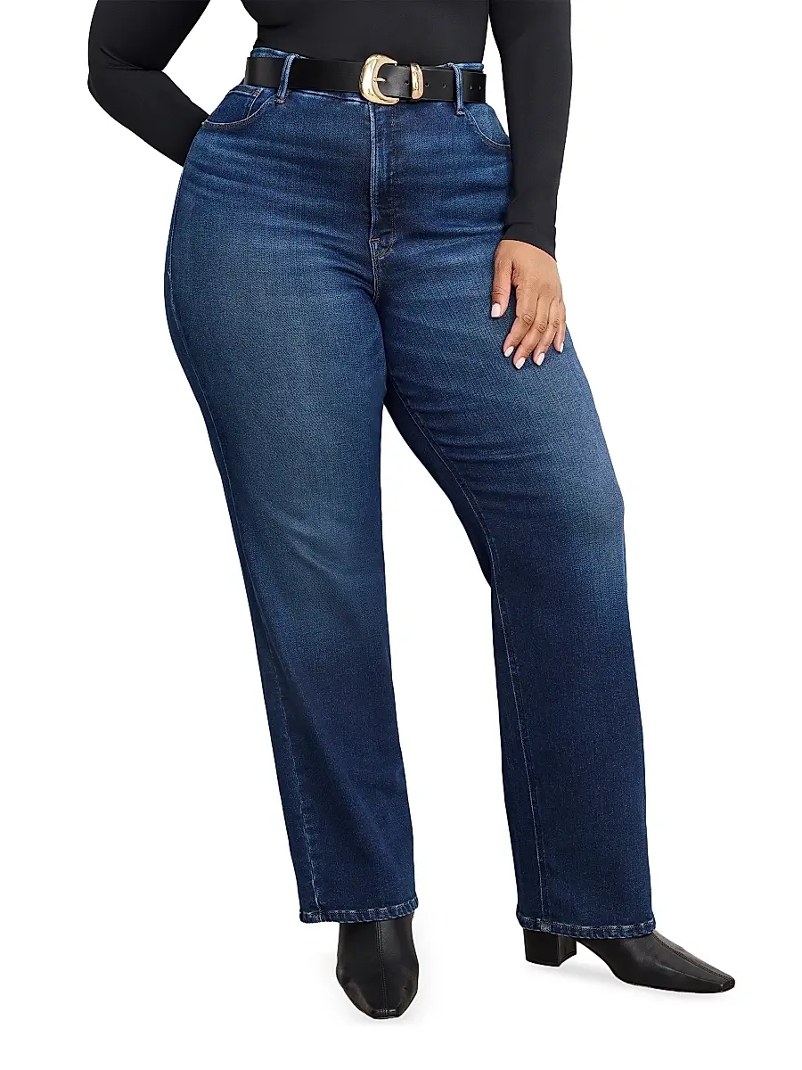 GOOD AMERICAN Women's Soft Tech Good True Straight Jeans | Thumbnail 4 GOOD AMERICAN Women's Soft Tech Good True Straight Jeans | Thumbnail 4