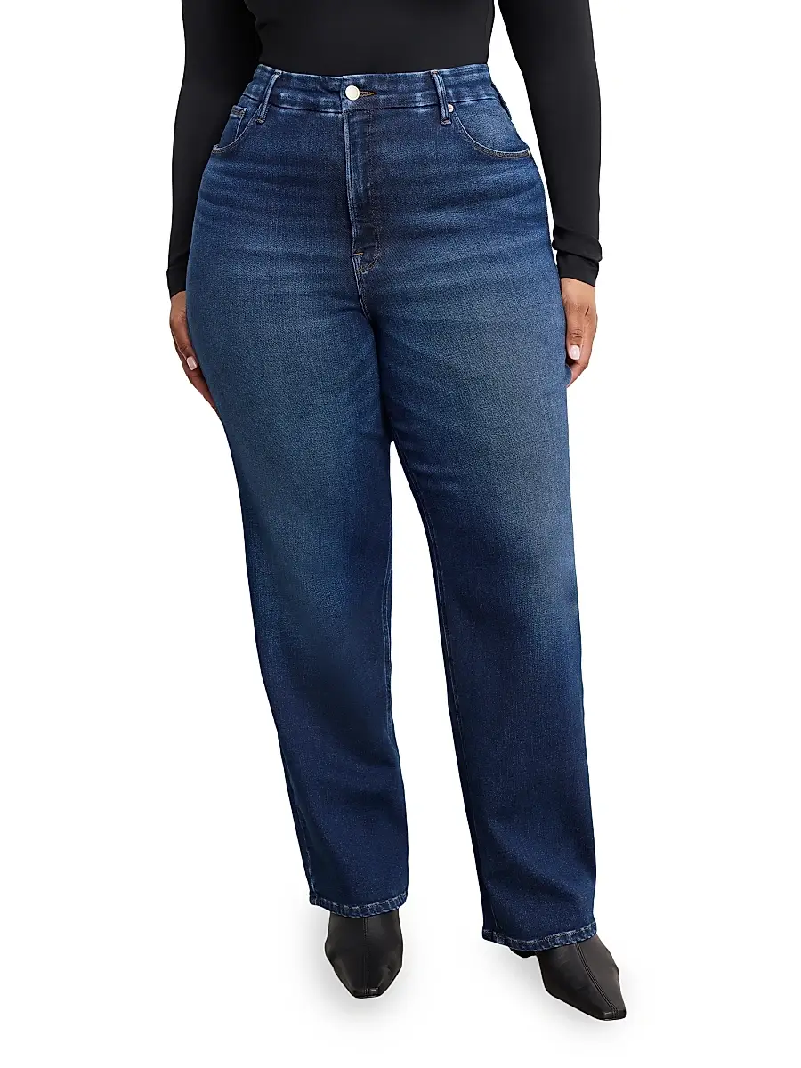 GOOD AMERICAN Women's Soft Tech Good True Straight Jeans | Thumbnail 8 GOOD AMERICAN Women's Soft Tech Good True Straight Jeans | Thumbnail 8