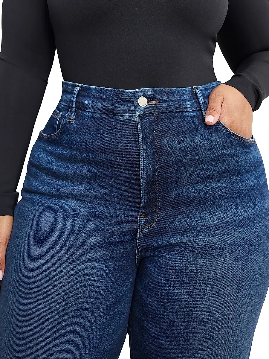 Good American Women's Soft Tech Good True Straight Jeans - Indigo | Image 1 Good American Women's Soft Tech Good True Straight Jeans - Indigo | Image 1