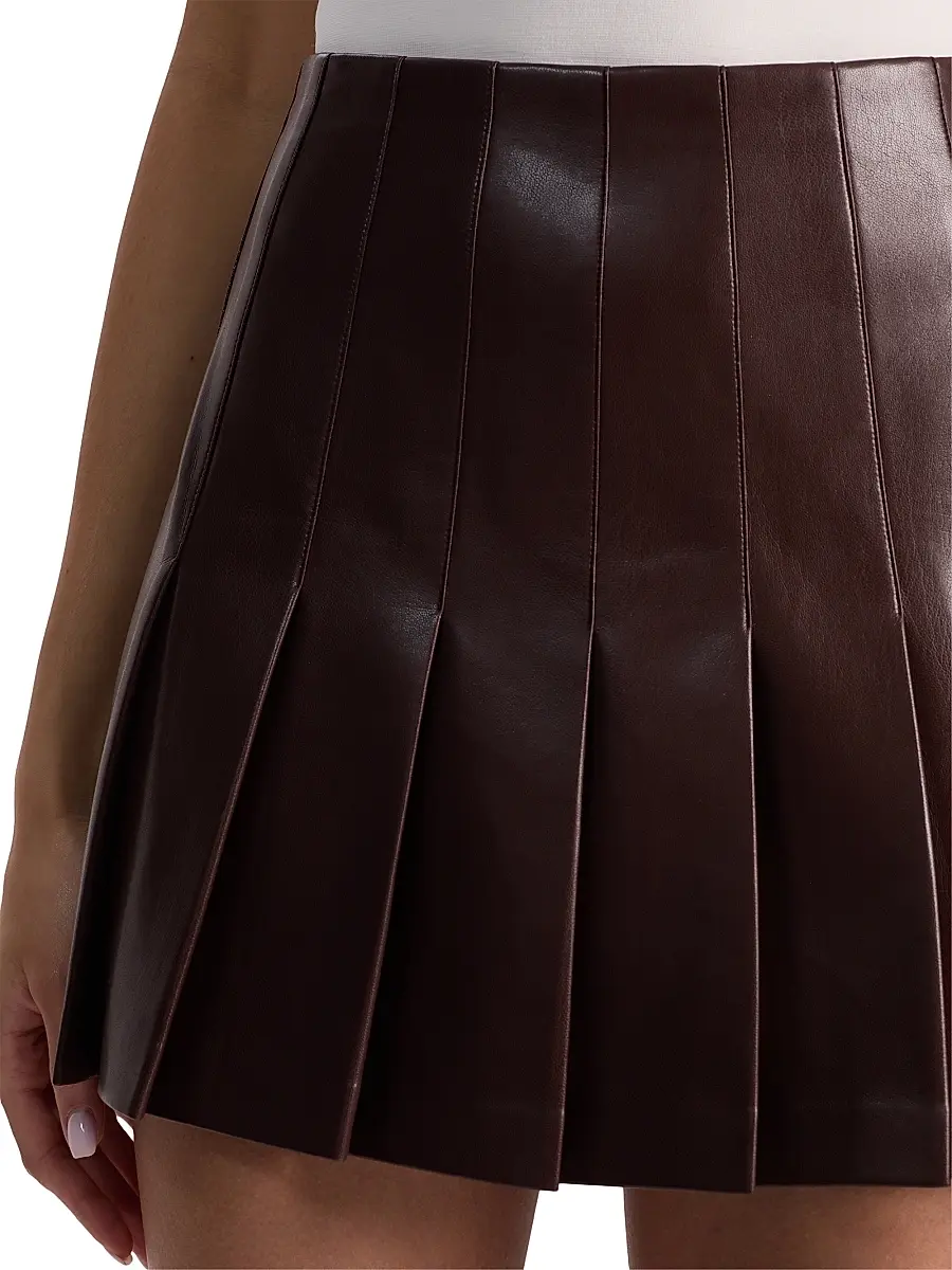 Alice + Olivia Women's Carter Faux Leather Pleated Miniskirt | Thumbnail 6 Alice + Olivia Women's Carter Faux Leather Pleated Miniskirt | Thumbnail 6