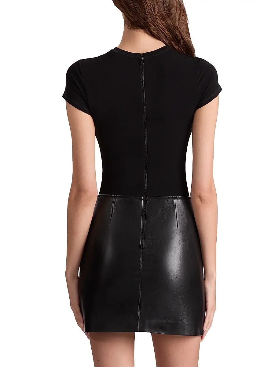 Alice + Olivia Women's Sydney Mix Media Minidress | Thumbnail 6 Alice + Olivia Women's Sydney Mix Media Minidress | Thumbnail 6