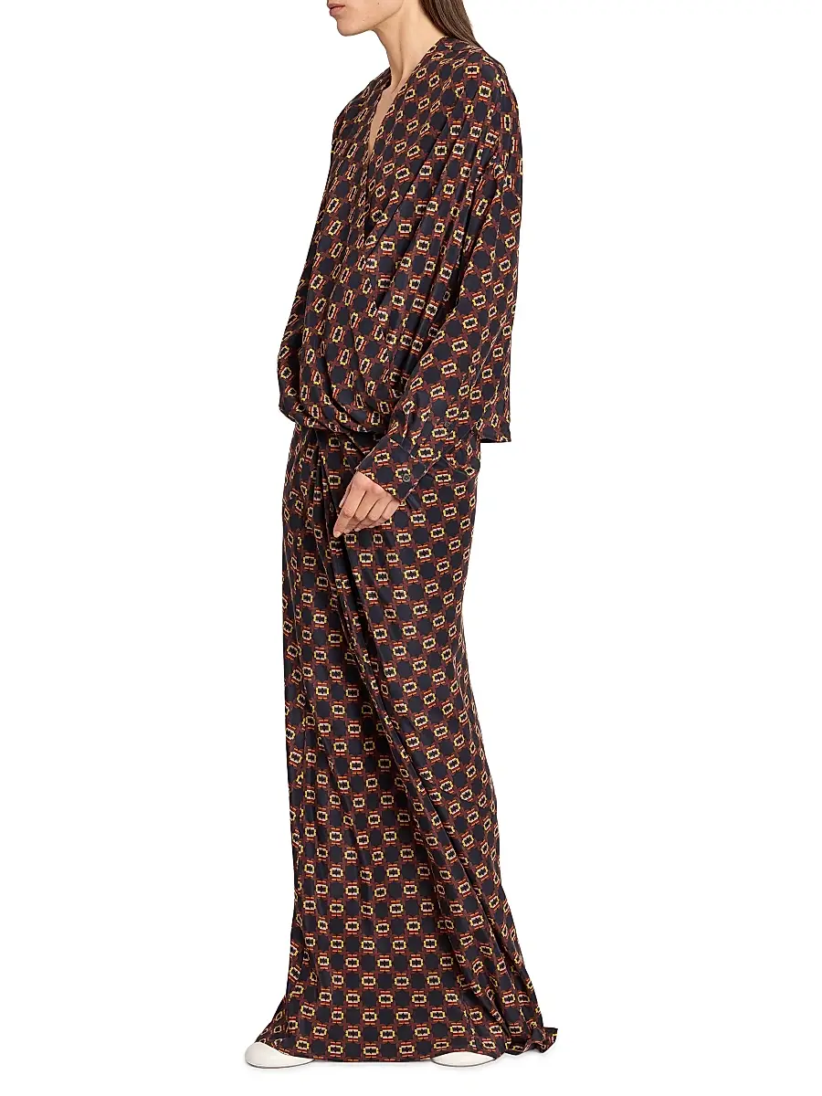 Dries Van Noten Women's Smila Mosaique Bias Maxi Skirt - Navy | Thumbnail 2 Dries Van Noten Women's Smila Mosaique Bias Maxi Skirt - Navy | Thumbnail 2